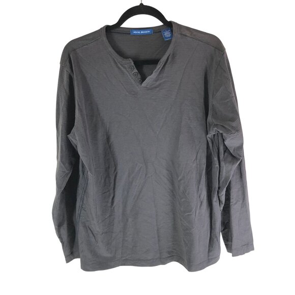 Michael Brandon Mens Gray Long Sleeve Henley Shirt 100% Cotton Size L - Picture 1 of 3